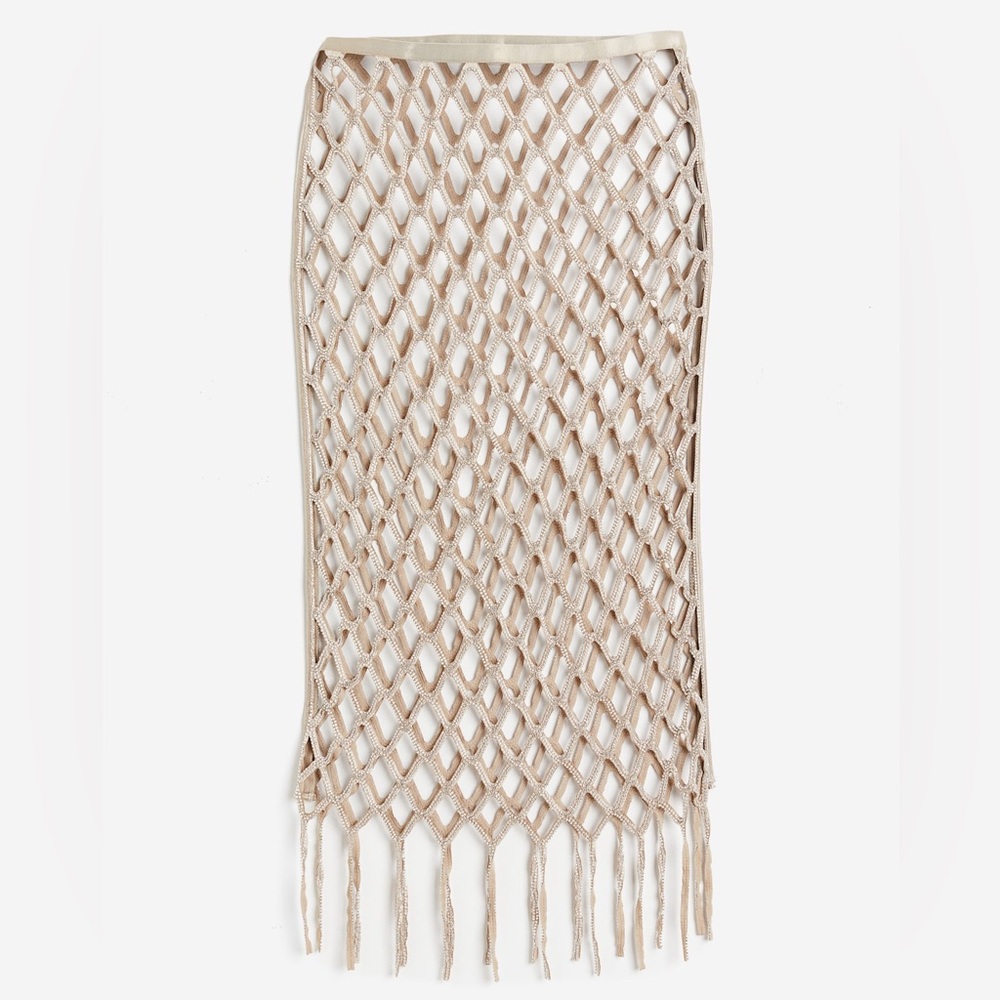 H&M NET SKIRT EMBELLISHED WITH GLASS BEADS